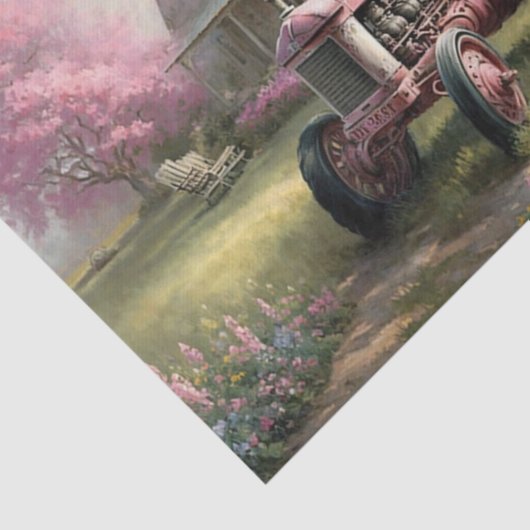 Roze tractor tissuepapier (Detail)