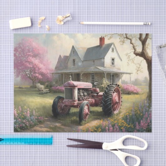 Roze tractor tissuepapier (Craft)