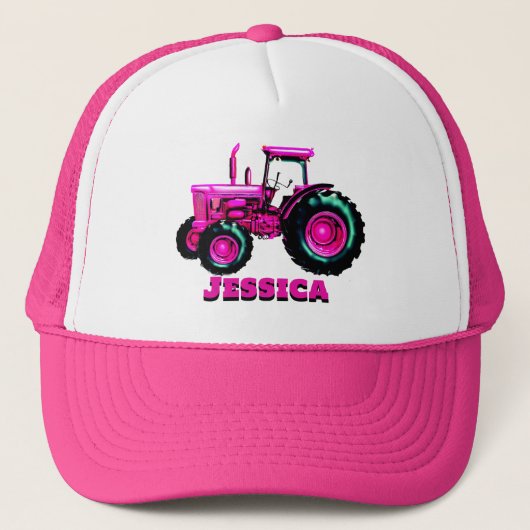 Roze Tractor Trucker Pet (Voorkant)
