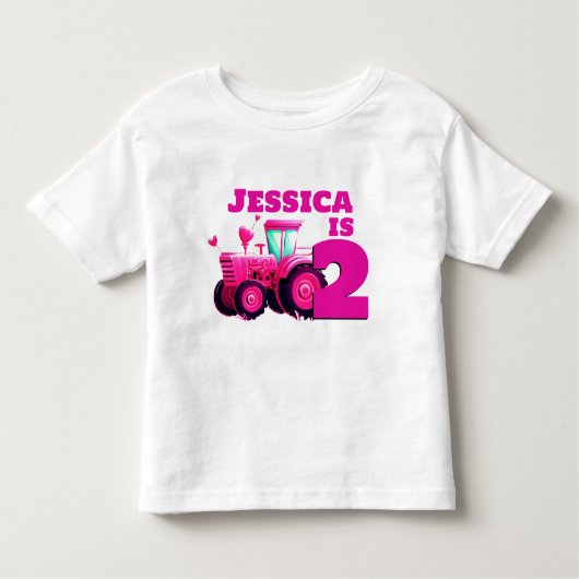 Roze Tractor Verjaardag Kinder Shirts (Voorkant)