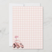 Roze Tractor Verjaardagsfeest Uitnodiging Boerderi (Achterkant)