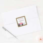 Roze tractor verjaardagsfeestje gunst sticker (Envelop)