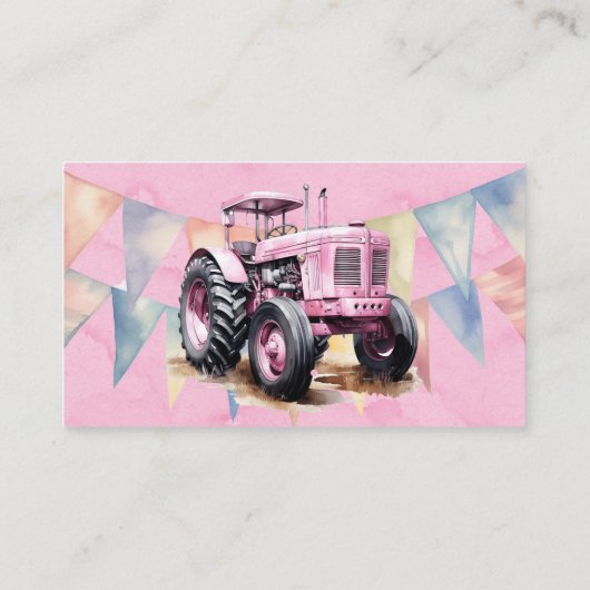 Roze Tractor Waterverf Meisje Boeken voor Baby Informatiekaartje (Achterkant)