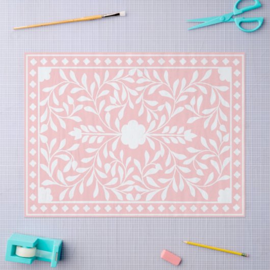 Roze traditioneel beeninlegwerk decoupagepapier tissuepapier (Craft)