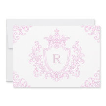 Roze traditioneel familiewapen monogram babymeisje