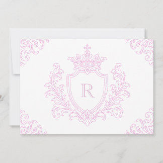 Roze traditioneel familiewapen monogram babymeisje kaart