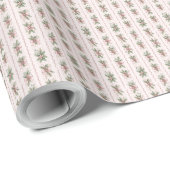 Roze traditioneel kerstgestreept lint cadeaupapier (Rol Hoek)