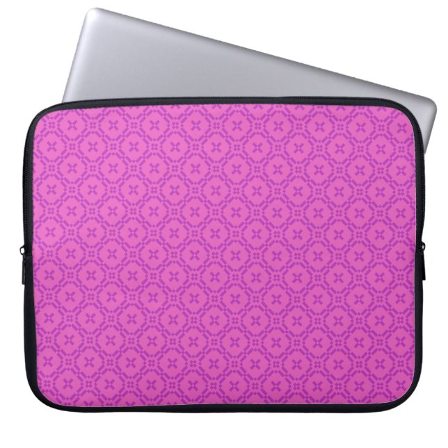 Roze Traditioneel Welsh Tapestry patroon Laptop Sleeve (Voorkant)