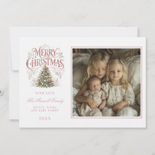 Roze traditionele kerstboom Pinkmas fotocollage Kaart