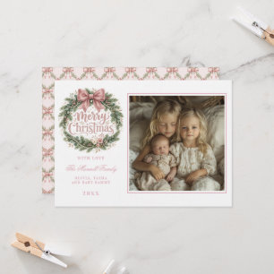 Roze traditionele kerstboom Pinkmas fotokaart Kaart