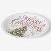 Roze traditionele kerstboom | Pinkmas Papieren Bordje (Gekanteld)