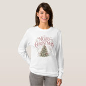 Roze traditionele kerstboom | Pinkmas T-shirt (Voorkant volledig)
