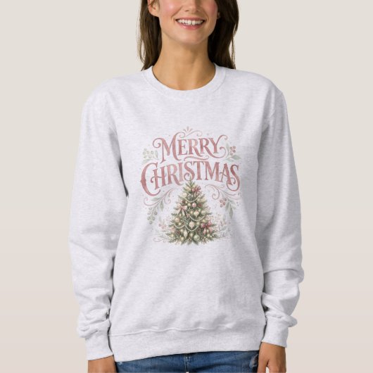 Roze traditionele kerstboom | Pinkmas Trui (Voorkant)