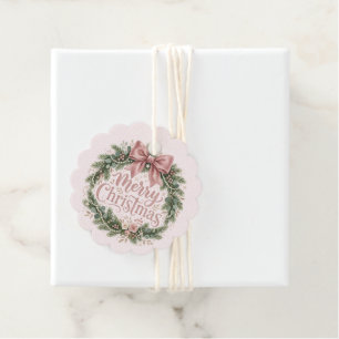 Roze traditionele kerstkrans Pinkmas Bedankjes Labels