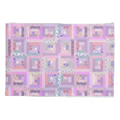 Roze traditionele patchwork quilt retro faux naaie kussensloop (Achterkant)