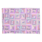 Roze traditionele patchwork quilt retro faux naaie kussensloop (Voorkant)
