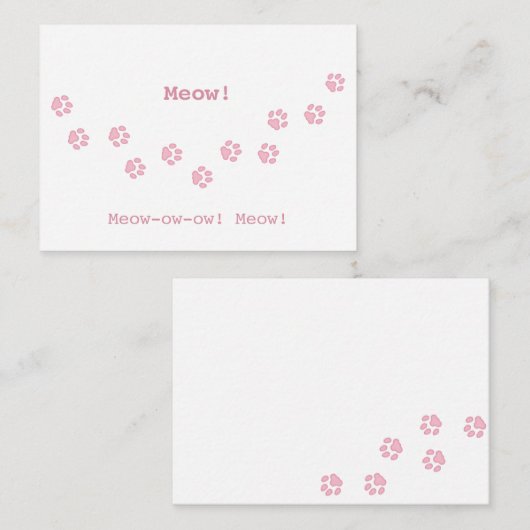 Roze trail van Cat Paw Print Fun  Notitiekaartje (Voorkant / Achterkant)