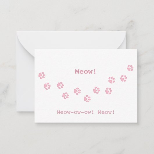 Roze trail van Cat Paw Print Fun  Notitiekaartje (Voorkant)