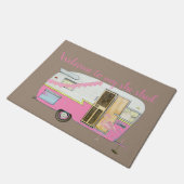 Roze  trailer die ze heeft geslikt deurmat (Schuin)