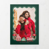 Roze Train Kerstboom Levering Foto's Drieluik Wenskaart (Cover)