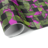 Roze Tralie Groene Bladeren Inpakpapier (Rol Hoek)