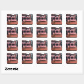 Roze tram vierkante sticker (Vel)