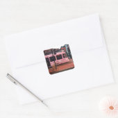 Roze tram vierkante sticker (Envelop)
