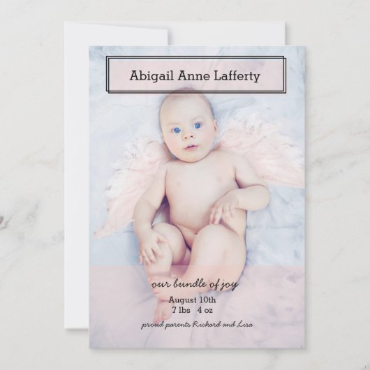 Roze transparantiedoos Aankondiging geboorte (Voorkant)