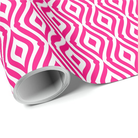 Roze trappelpatroon Aangepaste witte achtergrond Cadeaupapier (Rol Hoek)