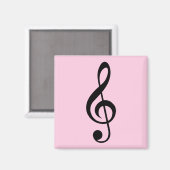Roze Treble Clef Magnet (Voorkant / Achterkant)