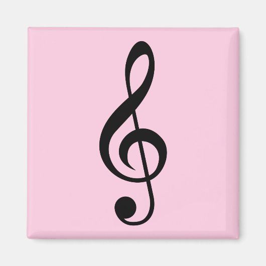 Roze Treble Clef Magnet (Voorkant)