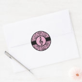  Roze Treble Clef Ronde Sticker (Envelop)