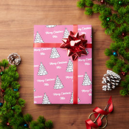  Roze Tree Gift Wrap | Merry Christmas Pink Cadeaupapier