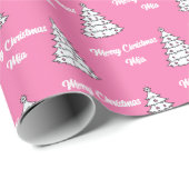 Roze Tree Gift Wrap | Merry Christmas Pink Cadeaupapier (Rol Hoek)