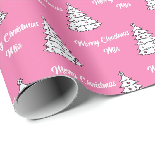 Roze Tree Gift Wrap | Merry Christmas Pink Cadeaupapier (Rol Hoek)