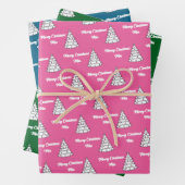 Roze Tree Gift Wrap | Merry Christmas Pink Inpakpapier Vel (In situ)