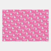 Roze Tree Gift Wrap | Merry Christmas Pink Inpakpapier Vel (Voorkant)