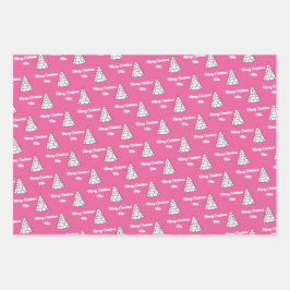 Roze Tree Gift Wrap | Merry Christmas Pink Inpakpapier Vel