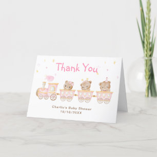 Roze Trein Baby Shower Bedankt
