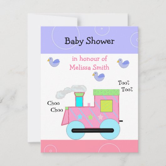 Roze Trein Baby Shower Kaart (Voorkant)