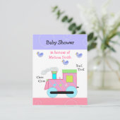 Roze Trein Baby Shower Kaart (Staand voorkant)