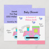Roze Trein Baby Shower Kaart (Voorkant / Achterkant)