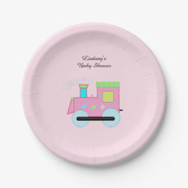 Roze Trein Baby Shower Papieren Bordje