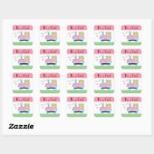 Roze Trein Baby Shower Vierkante Sticker (Vel)