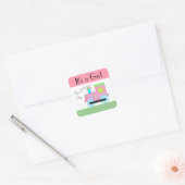 Roze Trein Baby Shower Vierkante Sticker (Envelop)