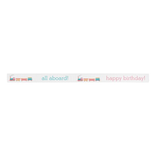 Roze trein Birthday Party Personalized Ribbon Grosgrain Lint (Voorkant)