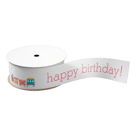 Roze trein Birthday Party Personalized Ribbon Grosgrain Lint (Spoel)