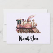 Roze Trein Engine  Steampunk Dank u Bedankkaart (Voorkant)