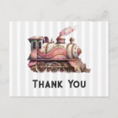 Roze Trein Engine  Steampunk Dank u Briefkaart (Voorkant)