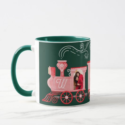 Roze  Trein Kerstboom Levering Foto Mok (Links)